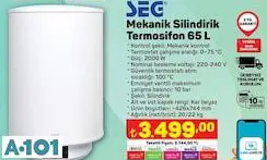 SEG MEKANİK SİLİNDİRİK TERMOSİFON 65 L SEG MEKANİK SİLİNDİRİK TERMOSİFON 65 L